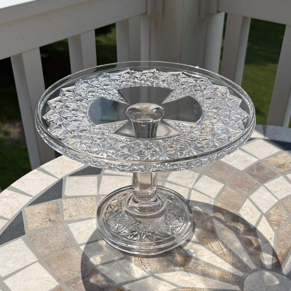 Clear Glass Ornate Serveware Cake Stand